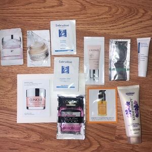 High end skin and hair samples. Eleven items.